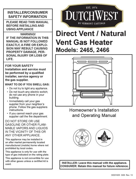 DUTCHWEST 2466 INSTALLATION AND OPERATING MANUAL Pdf Download | ManualsLib