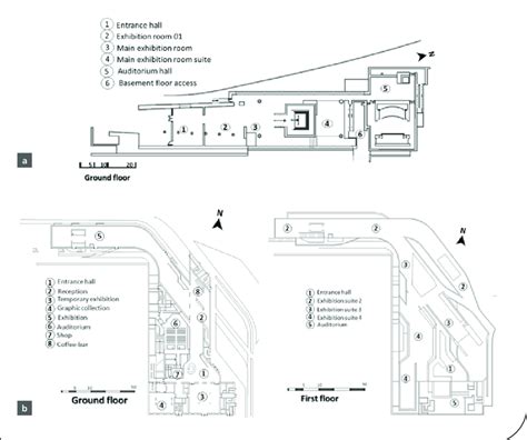 The plans of the two museums: Ara Pacis Museum (a) and MAXXI Museum (b ...