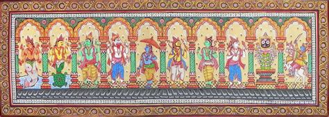 Dashavatara - Ten Incarnations of Lord Vishnu - 15 x 42 inches