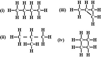 Draw the structures of isomers of :butane