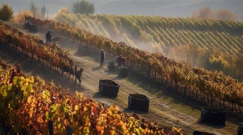 Premium AI Image | A Photo of a Vineyard During Grape Harvest Season