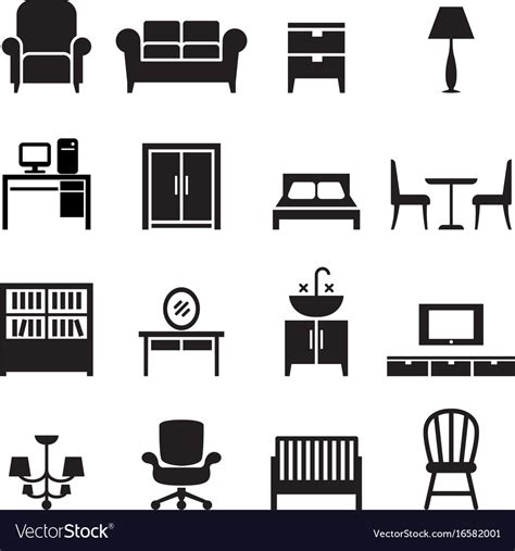 Furniture icons Royalty Free Vector Image - VectorStock