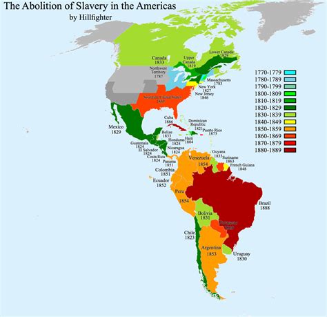 The abolition of slavery in the Americas.... - Maps on the Web