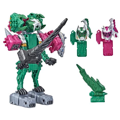 Power Rangers Dino Fury Pink Ankylo Hammer and Green Tiger Claw Zord ...