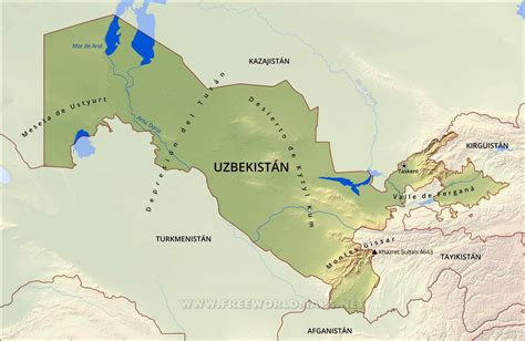 Mapa de Uzbekistán