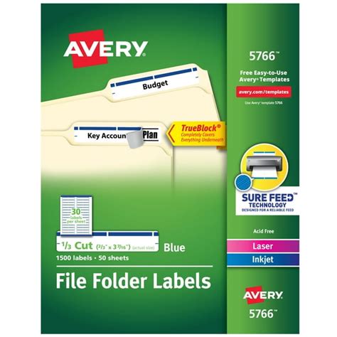 Avery File Folder Labels, 2/3" x 3-7/16", 1,500 Blue Labels (5766 ...