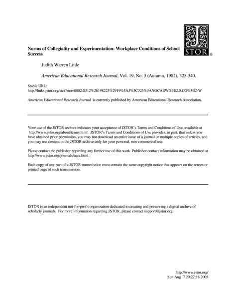 (PDF) Norms of Collegiality and Experimentation: Workplace Conditions ...