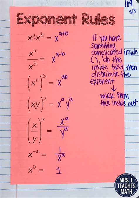 Law Of Exponents Worksheet