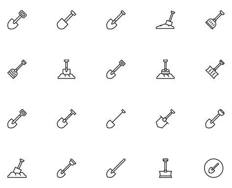 Shovel concept. Collection of modern high quality shovel line icons ...