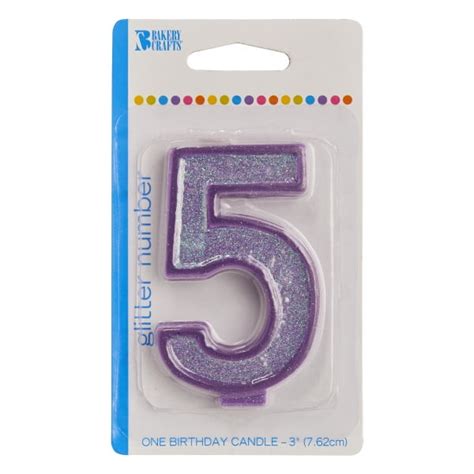 Glitter Numeral Candle Purple - 5 - Walmart.com - Walmart.com