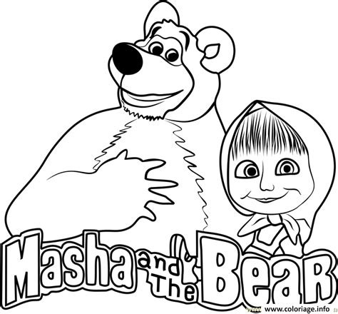 Coloriage Masha and the Bear masha et michka logo - JeColorie.com