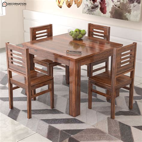 Diest Wooden 4 seater Dining Table Set - Decornation