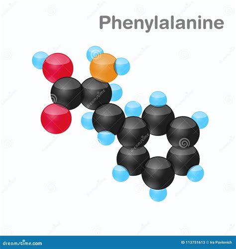 Molecule of Phenylalanine, Phe, an Amino Acid Used in the Biosynthesis ...