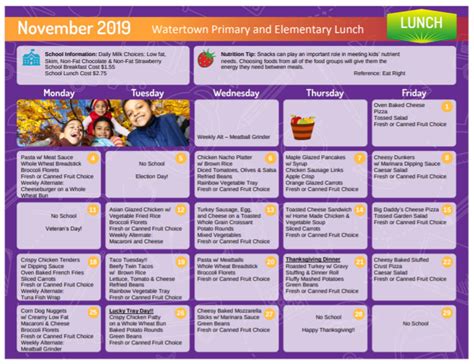 November Lunch Menu | Polk Elementary School