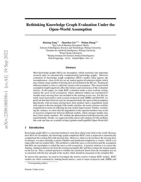 Rethinking Knowledge Graph Evaluation Under the Open-World Assumption ...