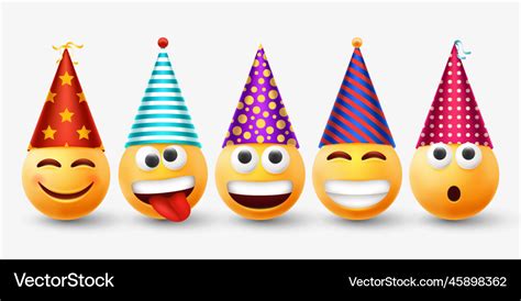 Birthday party emoji emoticon in cone hat happy Vector Image