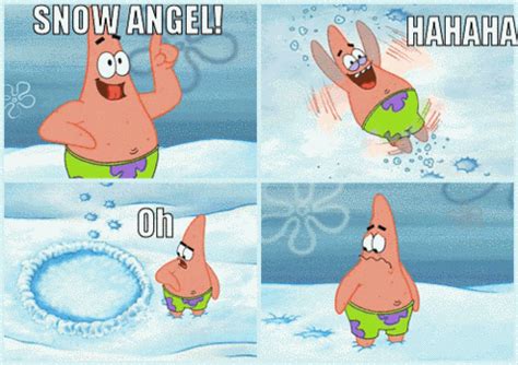 patrick star snow angel gif | WiffleGif