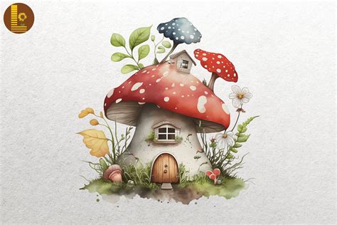 Watercolor Mushroom House 13 By Mulew Art | TheHungryJPEG