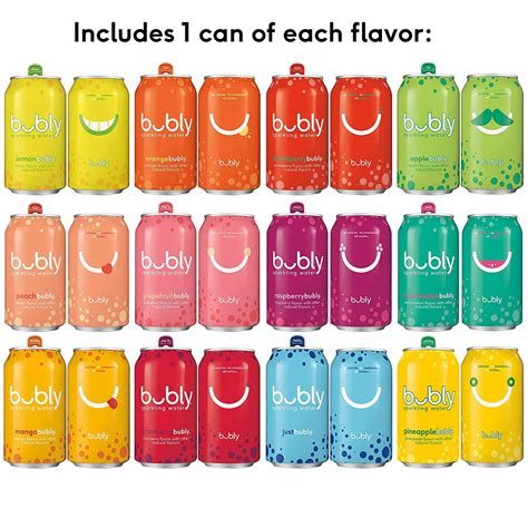 Bubly Sparkling Water 15 Flavor Sampler - 12 fl oz Cans (18 Pack) - Blue