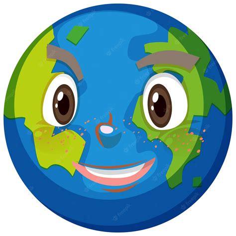 Premium Vector | Earth cartoon character with happy face expression on ...