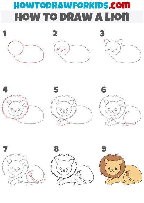 How to Draw a Lion Step by Step in 2023 | Lion drawing simple, Cute ...