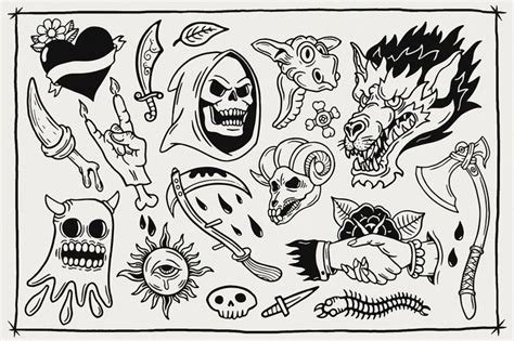 Vector Tattoo Flash Sheet Vol. 1 | Traditional tattoo flash sheets ...