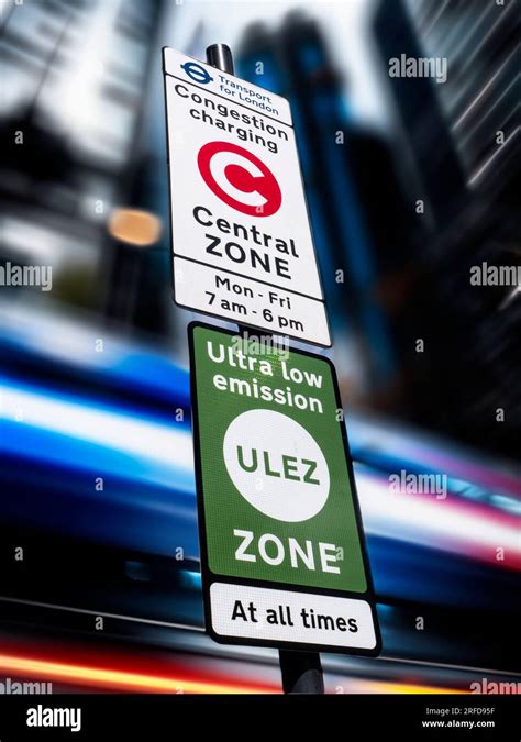 "ULEZ" ZONE SIGN SIGNAGE TFL London area city town background ...