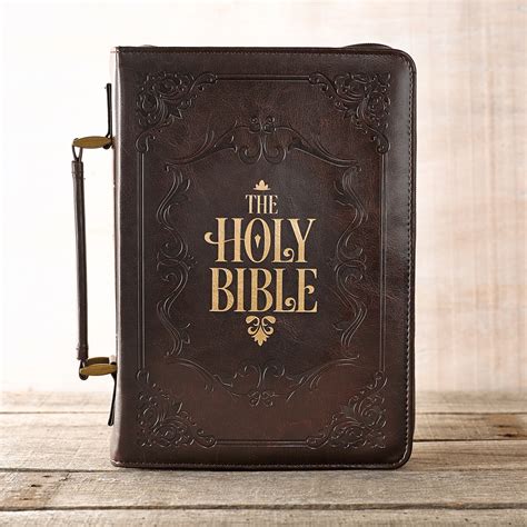 The Holy Bible Dark Brown Faux Leather Classic Bible Cover ...