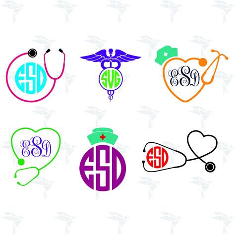 Nurse Monogram SVG, PNG, DXF for Cutting, Printing, Designing or more