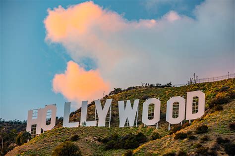 Hollywood Sign With Sunset Cloud Stock Photo - Download Image Now - iStock