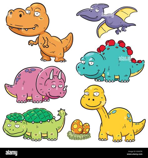 Vector illustration of Dinosaurs cartoon characters Stock Vector Image ...