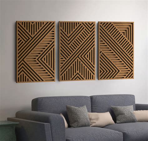 Modern Wood Wall Art Set Geometric Wood Wall Panels Wooden - Etsy