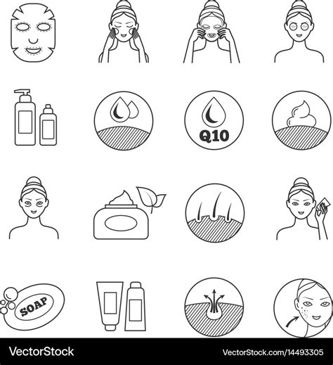 Skin care icons prevention of aging and Royalty Free Vector