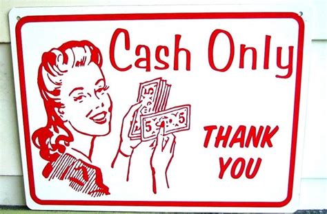 CASH ONLY retro style sign for business or fun