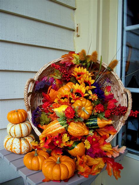 Fall Harvest Arrangement I made for my porch using silks and real ...