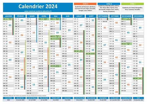 Vacances Scolaires Calendrier 2024 à Imprimer - Gavra Joellyn