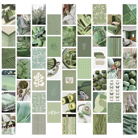 Buy PANTIDE 50Pcs Sage Green Matcha Aesthetic Wall Collage Kit Photo ...