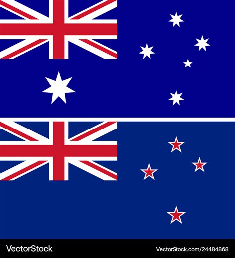 Australia and new zealand flags isolate Royalty Free Vector