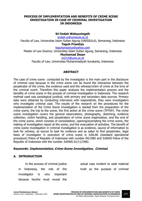 (PDF) PROCESS OF IMPLEMENTATION AND BENEFITS OF CRIME SCENE ...