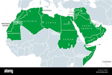 Arab World political map, also called Arab nation, consists of twenty ...