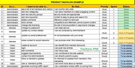 Product Backlog Excel Template Download - Free Project Management Templates