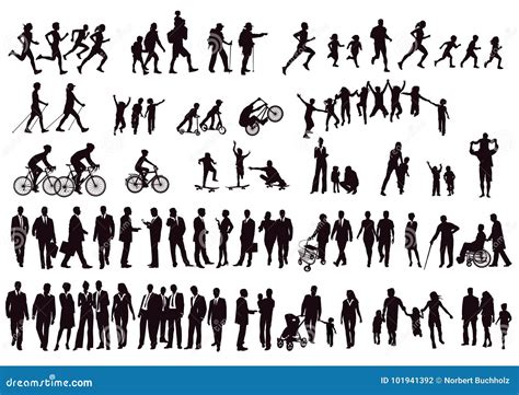 Black And White Silhouette Of People Vector Illustration ...