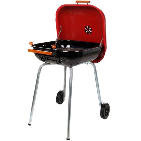 Meco Charcoal BBQ Grill With Wheels - Red - 4100 : Charcoal Grill Depot