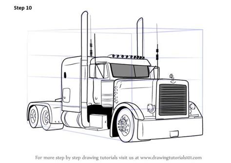 How to Draw Peterbilt 379 Truck - DrawingTutorials101.com | Peterbilt ...