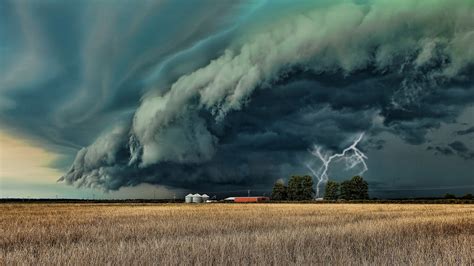 nature, Landscape, Trees, Supercell (nature), Field, Building, Storm ...