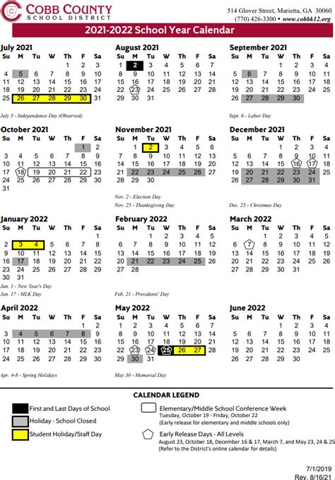 Cobb County School Calendar 2021-2022 | Marietta.com