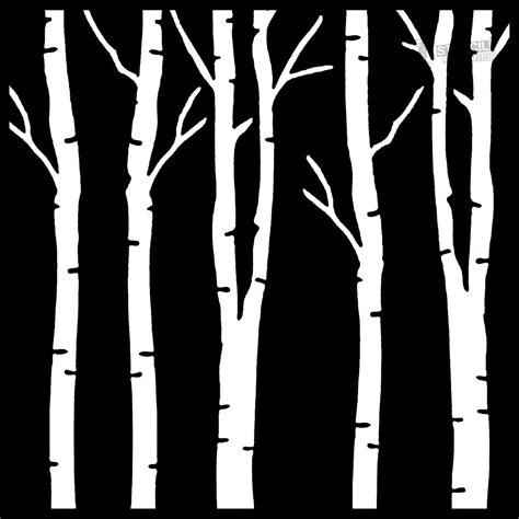 Birch Tree Stencil | Tree stencil, Tree silhouette, Stencils printables