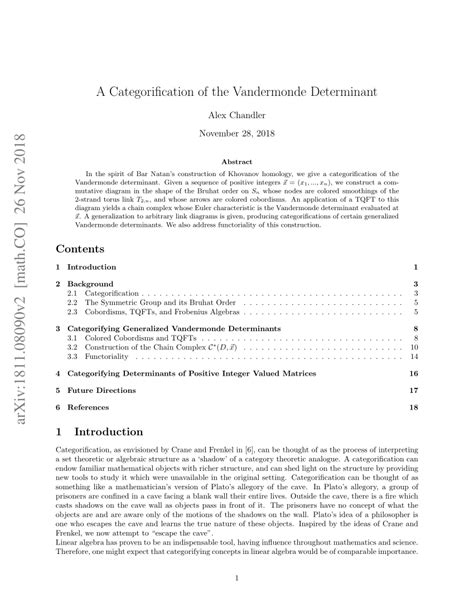 (PDF) A Categorification of the Vandermonde Determinant