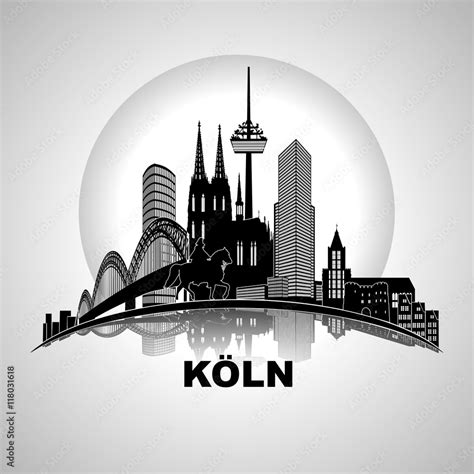 Köln Wandtatoo rund Silhouette Kullisse Sehenswürdigkeiten Umriss ...