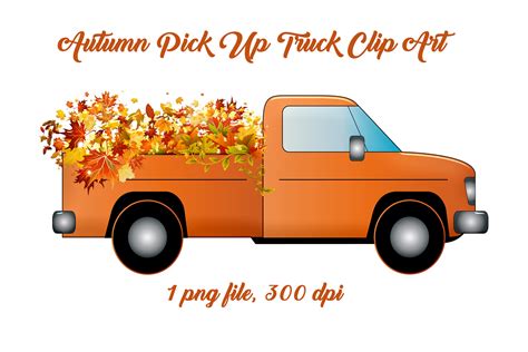 Autumn Pick Up Truck with Fall Leaves Clip Art By Me and Ameliè ...